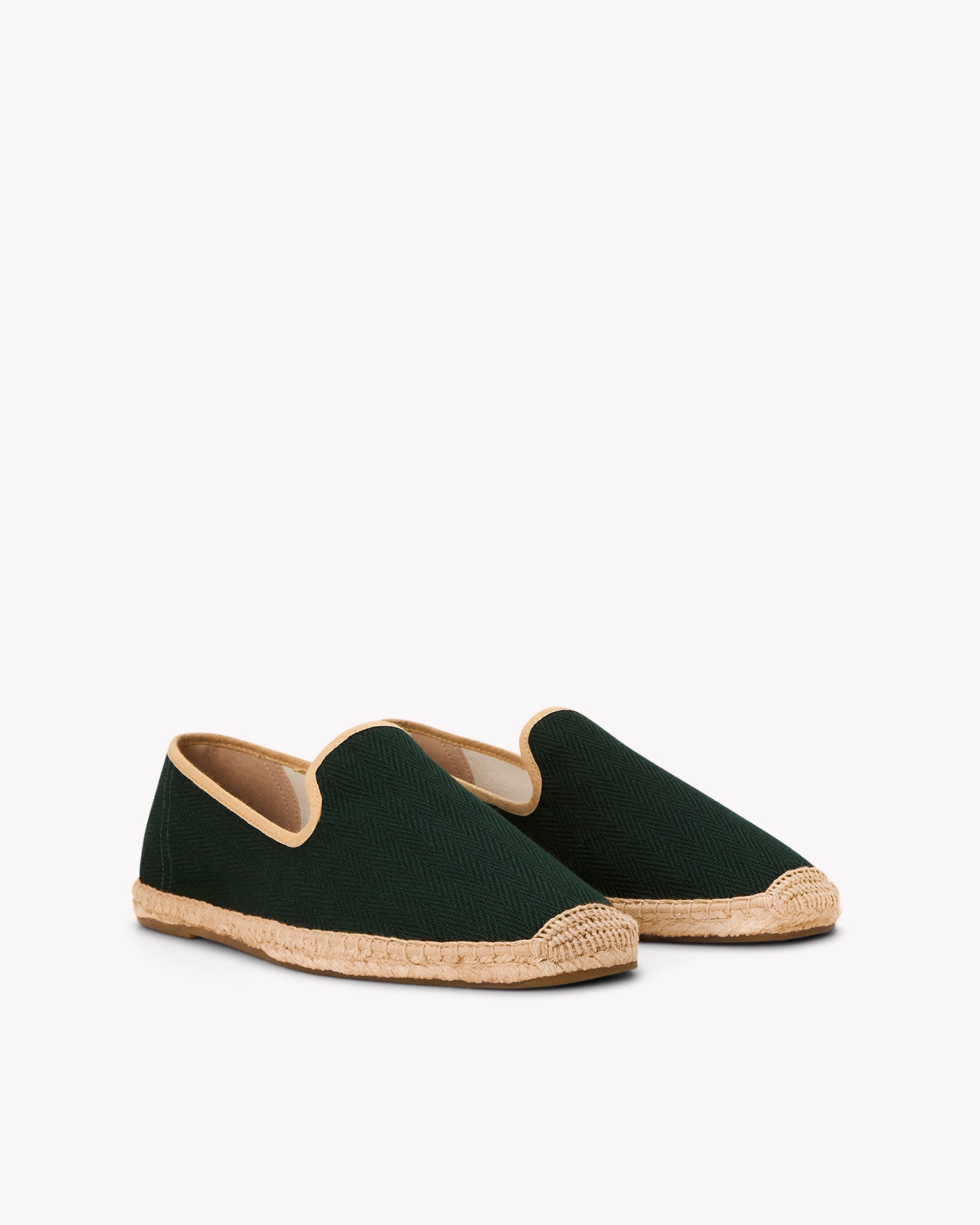 The Smoking Slipper - Contrast Piping - Green / Tan - Men's